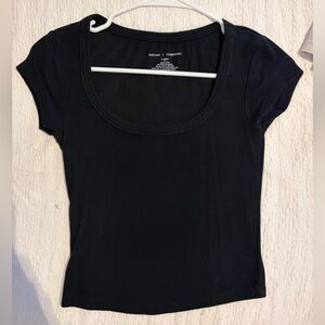 Classic Black Scoop Neck baby tee